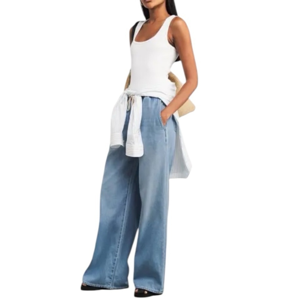 7 For All Mankind Hana Pull On Wide Leg elastic Band Draw String Jean’s